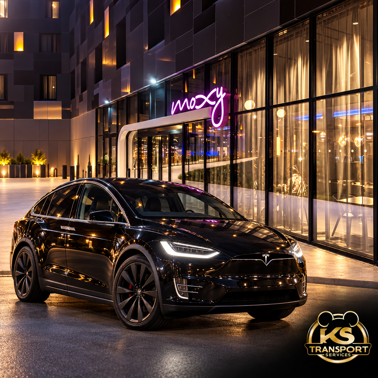 Transfer from CDG to Moxy Paris Val d’Europe with a KS Transport Services Tesla Model X