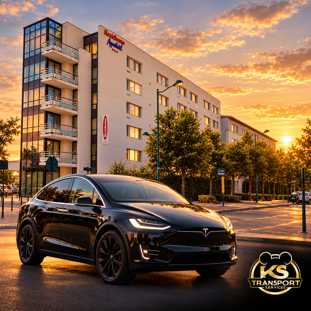 Transfer privado de CDG para Residhome Val d’Europe em Tesla Model X com a KS Transport Services