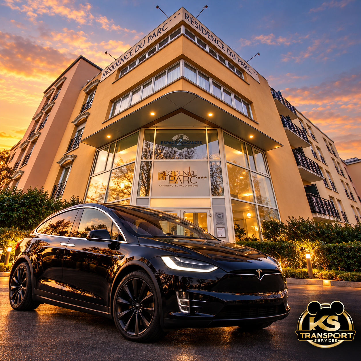 Transfer from CDG to Résidence du Parc with a KS Transport Services Tesla Model X